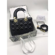 SMALL LADY Dior MY ABCDior BAG Cannage Lambskin Black Gold Hardware Mid