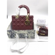 SMALL LADY Dior MY ABCDior BAG Cannage Lambskin Burgundy Gold Hardware Mid