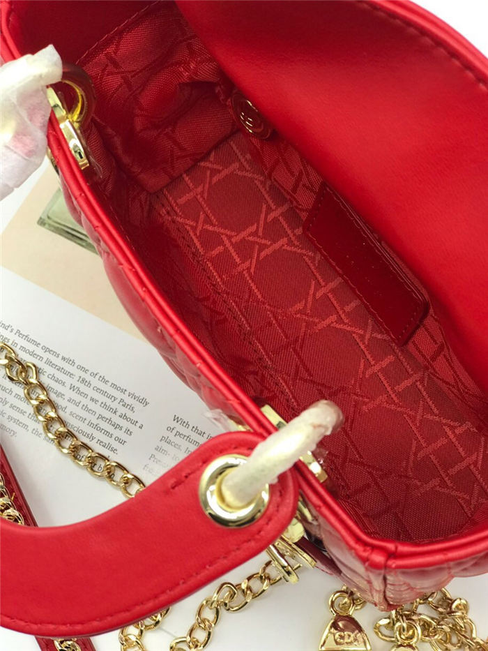 MINI LADY Dior BAG Red Cannage Lambskin Gold Hardware mid