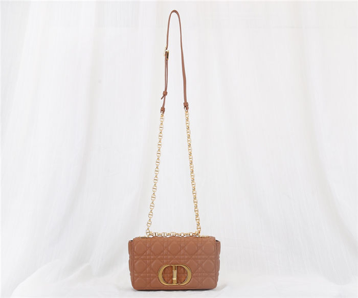 Dior SMALL CARO BAG Calfskin Caramel Mid