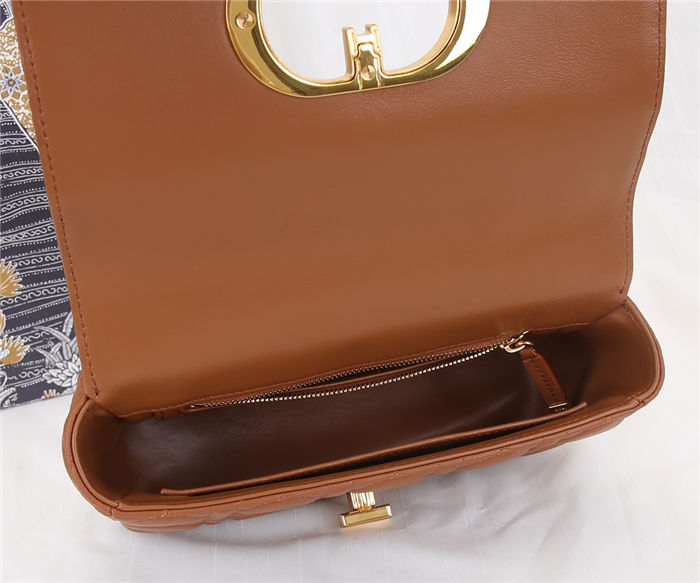 Dior SMALL CARO BAG Calfskin Caramel Mid