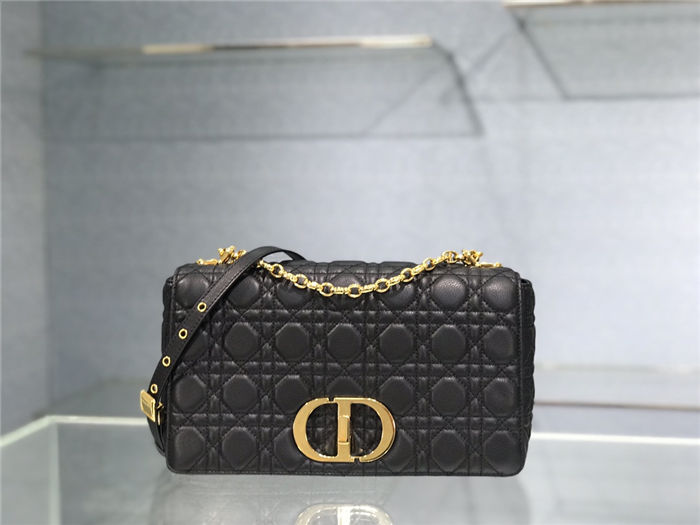 Dior LARGE CARO BAG Calfskin Black Mid