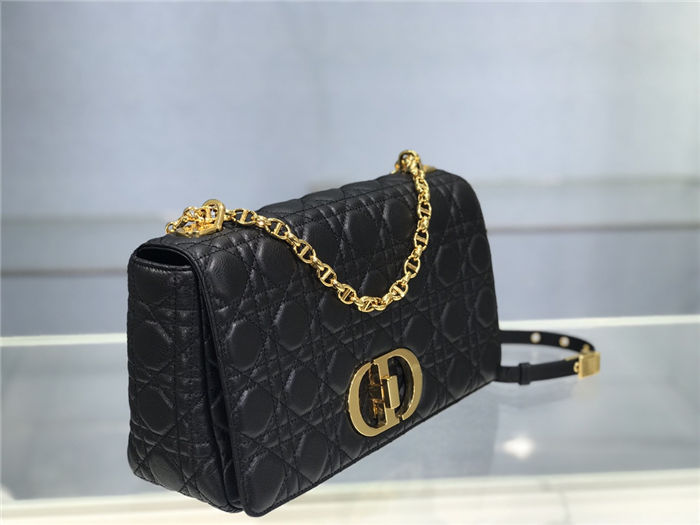 Dior LARGE CARO BAG Calfskin Black Mid