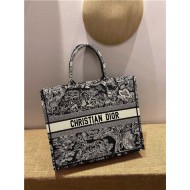 LARGE Dior BOOK TOTE Toile de Jouy Reverse Embroidery Black Mid