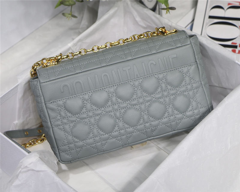 MEDIUM Dior CARO BAG Supple Cannage Calfskin Grey High