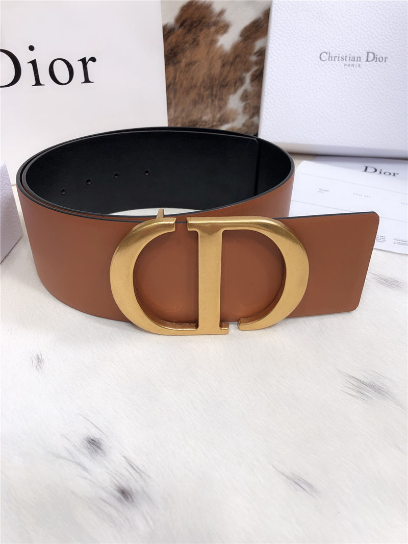 Dior 30 MONTAIGNE BELT 70MM Calfskin Black&Camel High