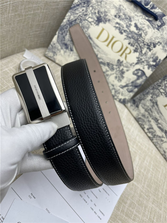 Dior BELT 35MM Calfskin Black Silver High