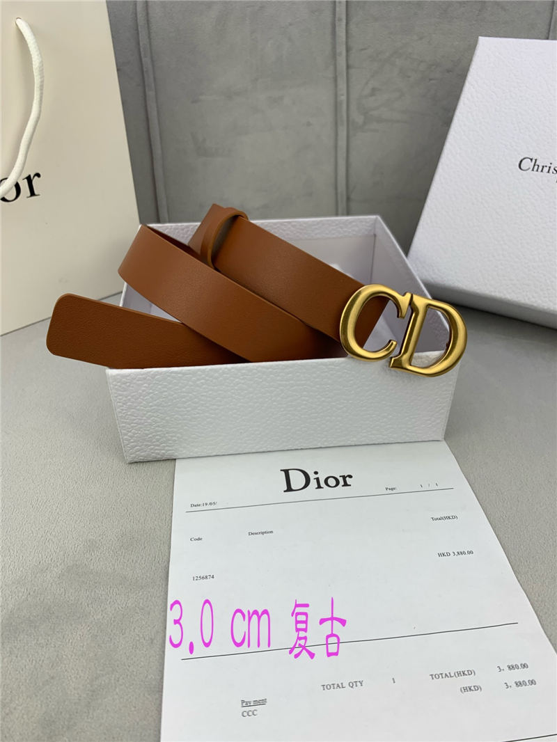 Dior SADDLE BELT 30MM Smooth Calfskin Camel High