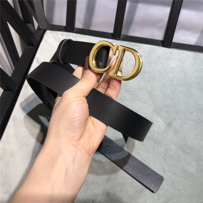 Dior SADDLE BELT 30MM Ultrasmooth Calfskin Black Gold High