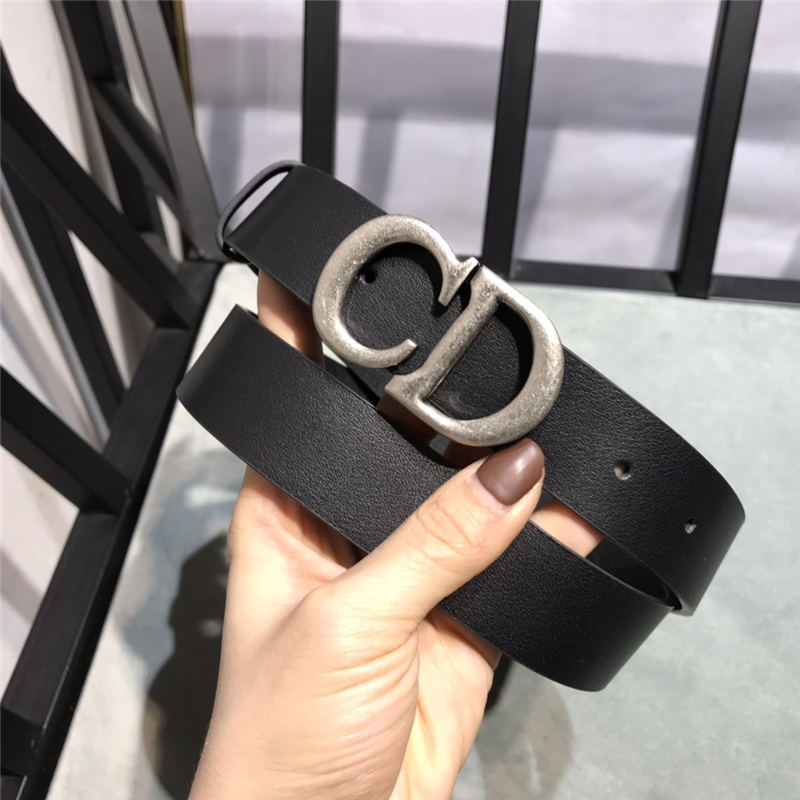 Dior SADDLE BELT 30MM Ultrasmooth Calfskin Black Anti-Silver High