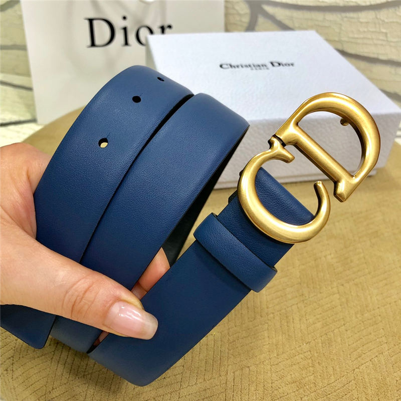 Dior SADDLE BELT 30MM Ultrasoft Calfskin Black&Navy High