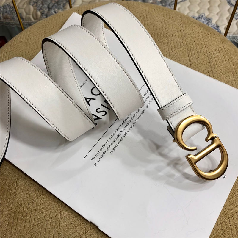 Dior SADDLE BELT 30MM Ultrasoft Calfskin Double White High