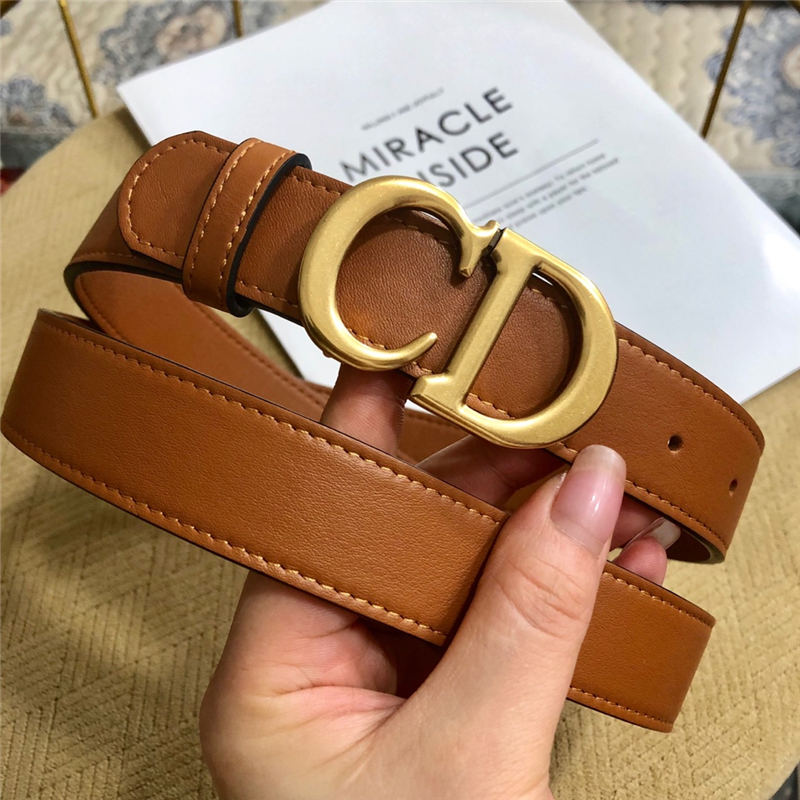 Dior SADDLE BELT 30MM Ultrasoft Calfskin Double Camel High