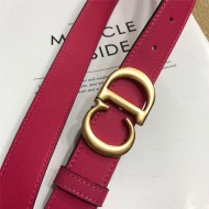 Dior SADDLE BELT 30MM Ultrasoft Calfskin Double Fuchsia High