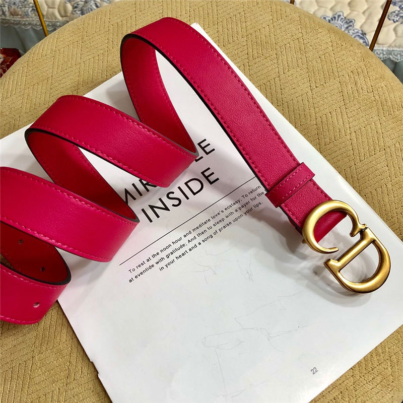 Dior SADDLE BELT 30MM Ultrasoft Calfskin Double Fuchsia High