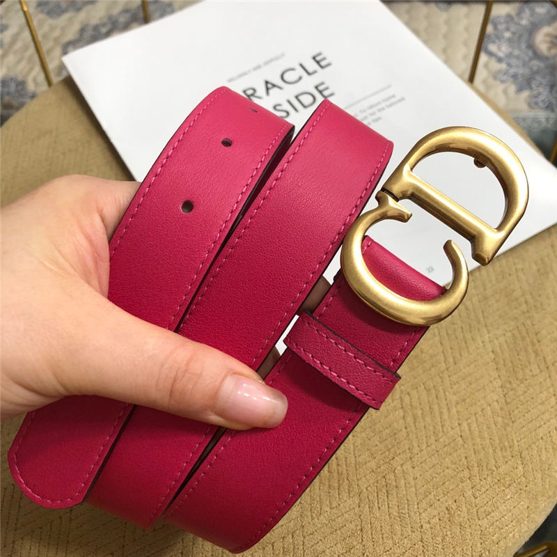 Dior SADDLE BELT 30MM Ultrasoft Calfskin Double Fuchsia High