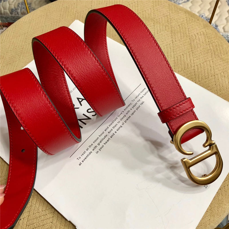 Dior SADDLE BELT 30MM Ultrasoft Calfskin Double Red High