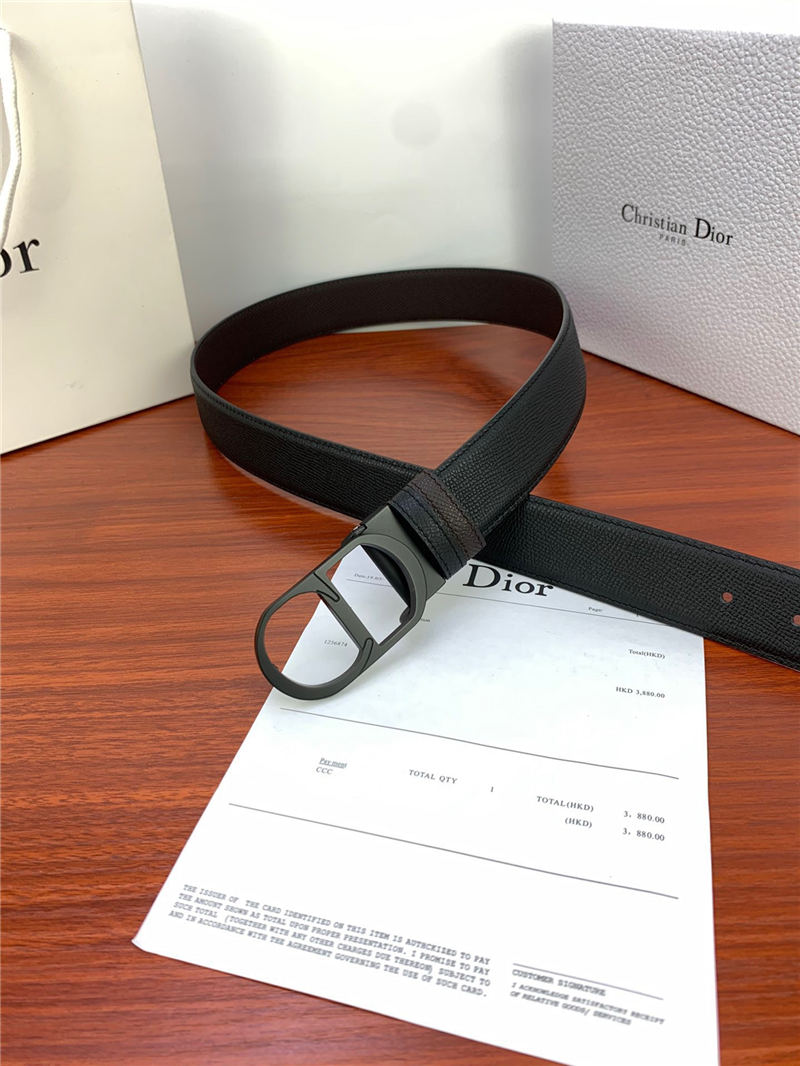 Dior CD BELT 35MM Epsom Calfskin Coffee/Black High