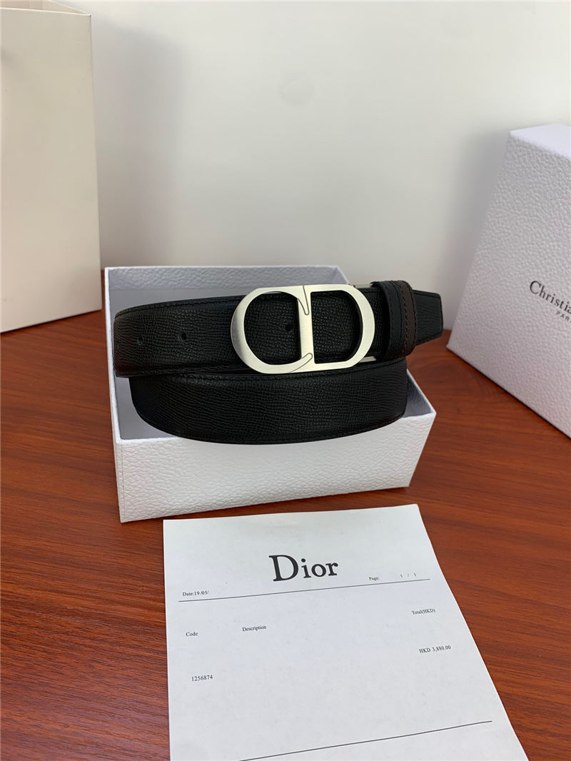 Dior CD BELT 35MM Epsom Calfskin Coffee/Black High