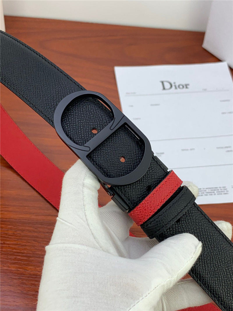 Dior CD BELT 35MM Epsom Calfskin Red/Black High