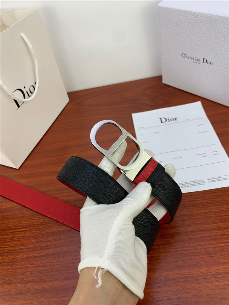 Dior CD BELT 35MM Epsom Calfskin Red/Black High