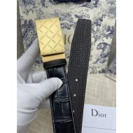 Dior BELT 35MM Calfskin Crocodile Black Gold High