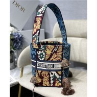 Dior D-BUBBLE BUCKET BAG Dior Paisley Embroidery Blue 022 High