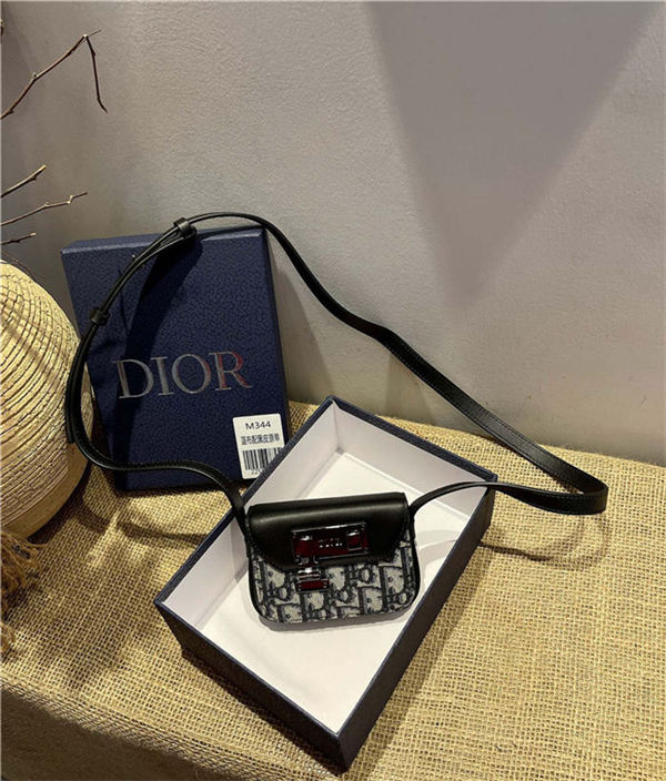 Dior NANO POUCH Beige and Black Dior Oblique Jacquard and Black Smooth Calfskin High