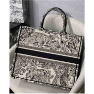 LARGE Dior BOOK TOTE Toile de Jouy Embroidery Black High