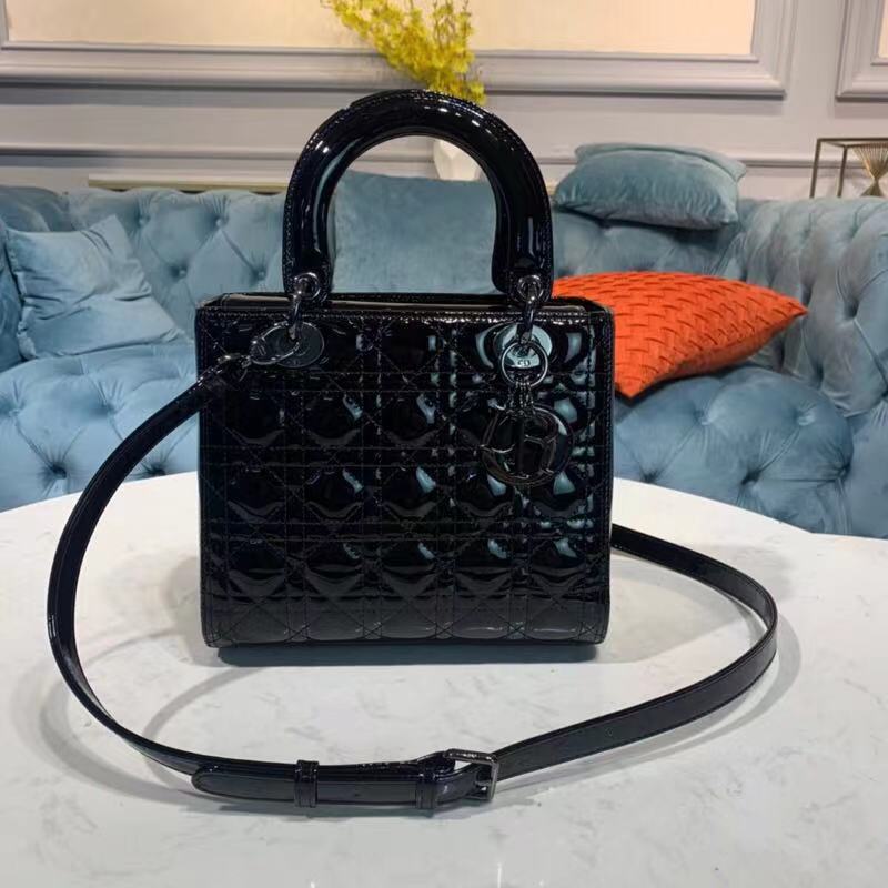 MEDIUM LADY Dior BAG Patent Cannage Calfskin High