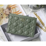 Dior CARO ZIPPED POUCH WITH CHAIN Supple Cannage Calfskin Green High