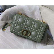 LARGE Dior CARO BAG Quilted Macrocannage Gold Metal Calfskin Green High