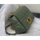 LARGE Dior CARO BAG Quilted Macrocannage Gold Metal Calfskin Green High