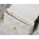 LARGE Dior CARO BAG Quilted Macrocannage Gold Metal Calfskin White High