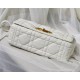 LARGE Dior CARO BAG Quilted Macrocannage Gold Metal Calfskin White High