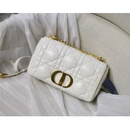 MEDIUM Dior CARO BAG Quilted Macrocannage Gold Metal Calfskin White High