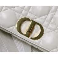 MEDIUM Dior CARO BAG Quilted Macrocannage Gold Metal Calfskin White High