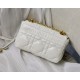 SMALL Dior CARO BAG Quilted Macrocannage Calfskin White Gold Metal High