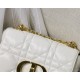 SMALL Dior CARO BAG Quilted Macrocannage Calfskin White Gold Metal High