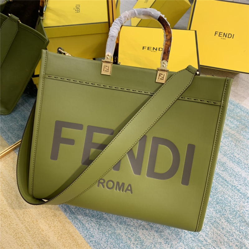 MEDIUM Fendi SUNSHINE Leather Shopper Green High