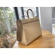 MEDIUM Fendi SUNSHINE Canvas Shopper Beige High