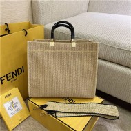 MEDIUM Fendi SUNSHINE Braided Straw Shopper High