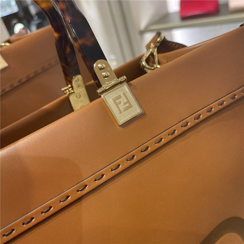 MEDIUM Fendi SUNSHINE Leather Shopper Caramel High