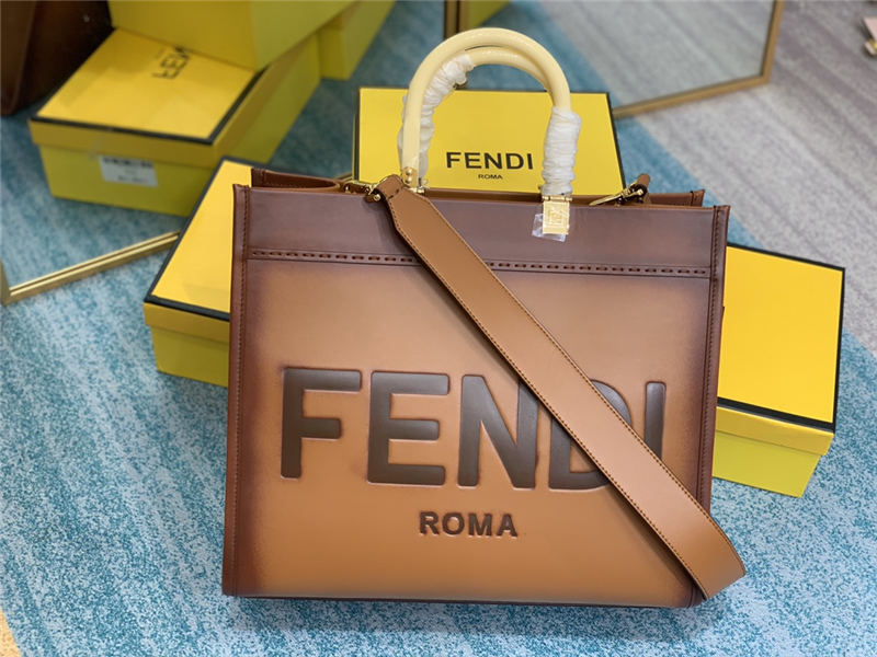 MEDIUM Fendi SUNSHINE Leather Shopper Caramel-Blush High