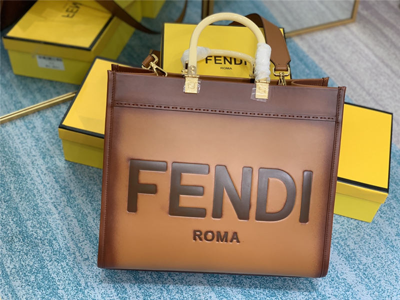 MEDIUM Fendi SUNSHINE Leather Shopper Caramel-Blush High