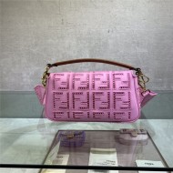 BAGUETTE canvas bag with FF embroidery Pink High