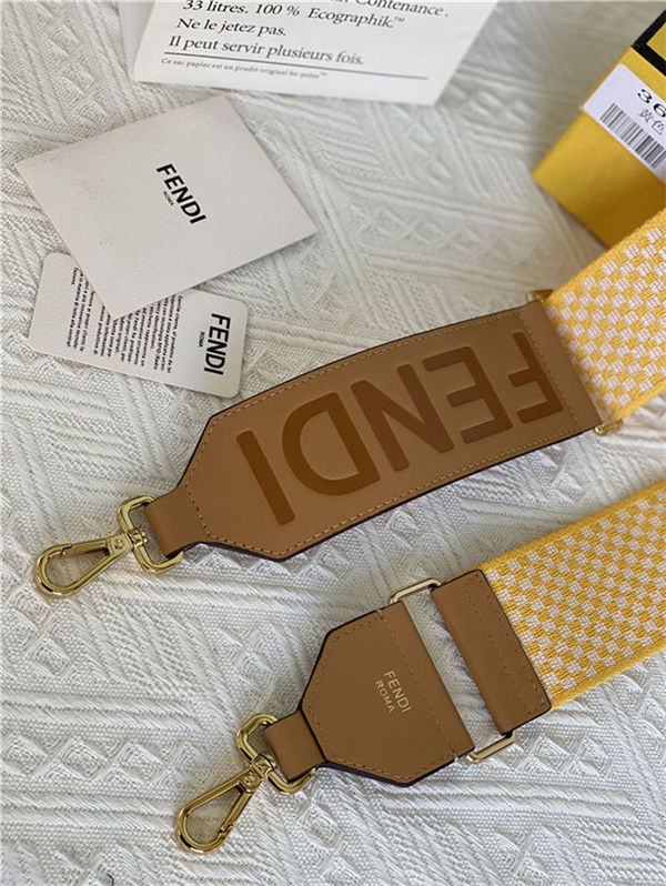 Fendi STRAP YOU check ribbon shoulder strap Yellow High