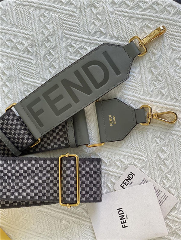 Fendi STRAP YOU check ribbon shoulder strap Grey High