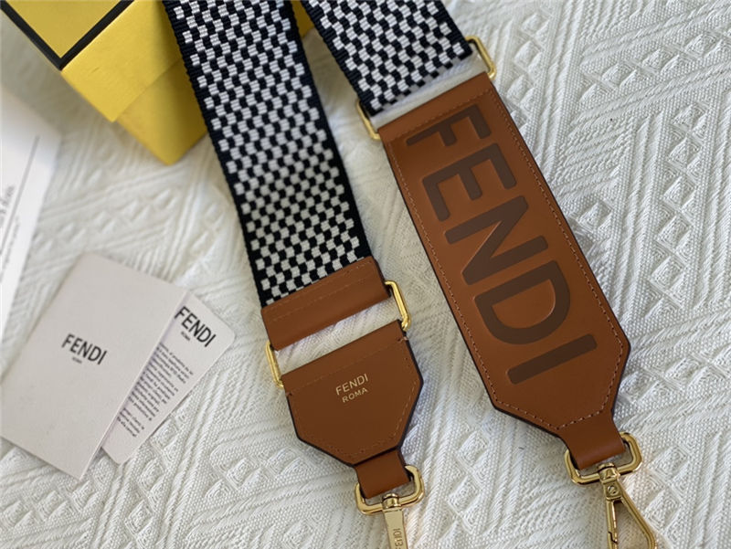 Fendi STRAP YOU check ribbon shoulder strap Brown High