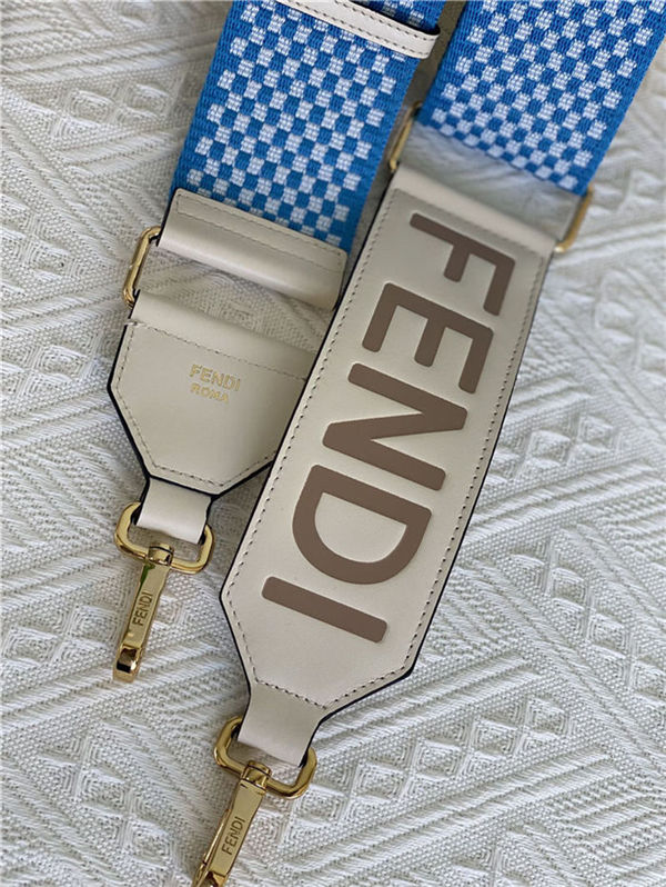 Fendi STRAP YOU check ribbon shoulder strap Blue High